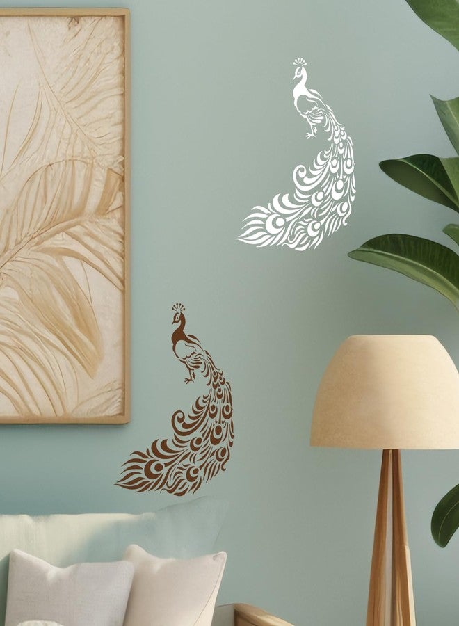 ARandNJ مجموعة قوالب ARandNJ للرسم على الجدران (عبوة واحدة، المقاس: 16 × 24 بوصة) - تصميم طاووس قابل لإعادة الاستخدام، مناسب لتزيين جدران المنزل - Image 3